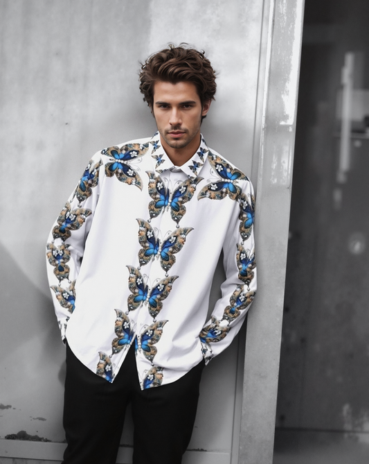 Light Luxury Blue Butterfly Shirt