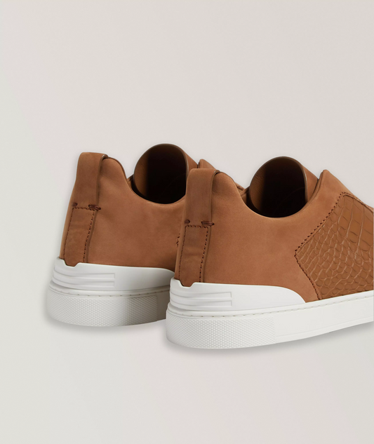 Triple Stitch Alligator Leather Sneakers