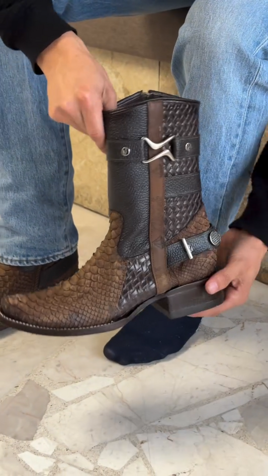 Men's Vintage Braided Python Boots