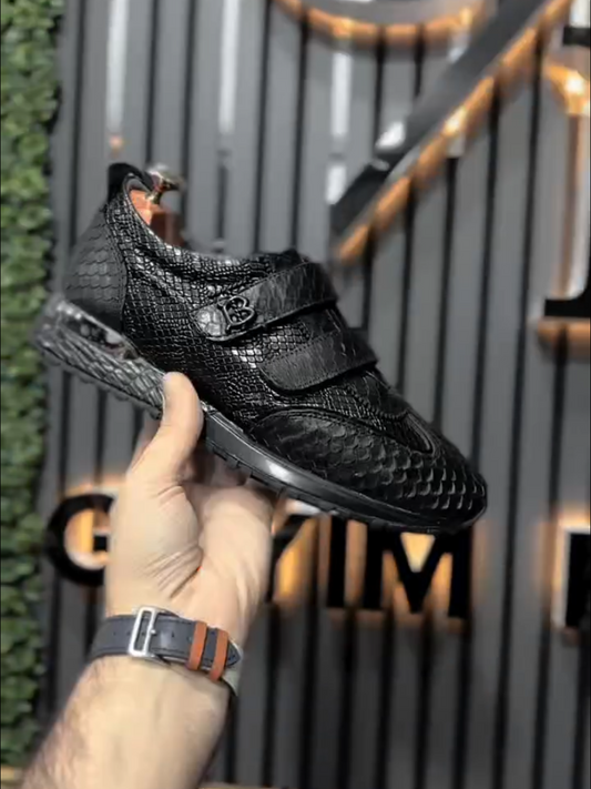 Men's light luxury crocodile leather casual shoes