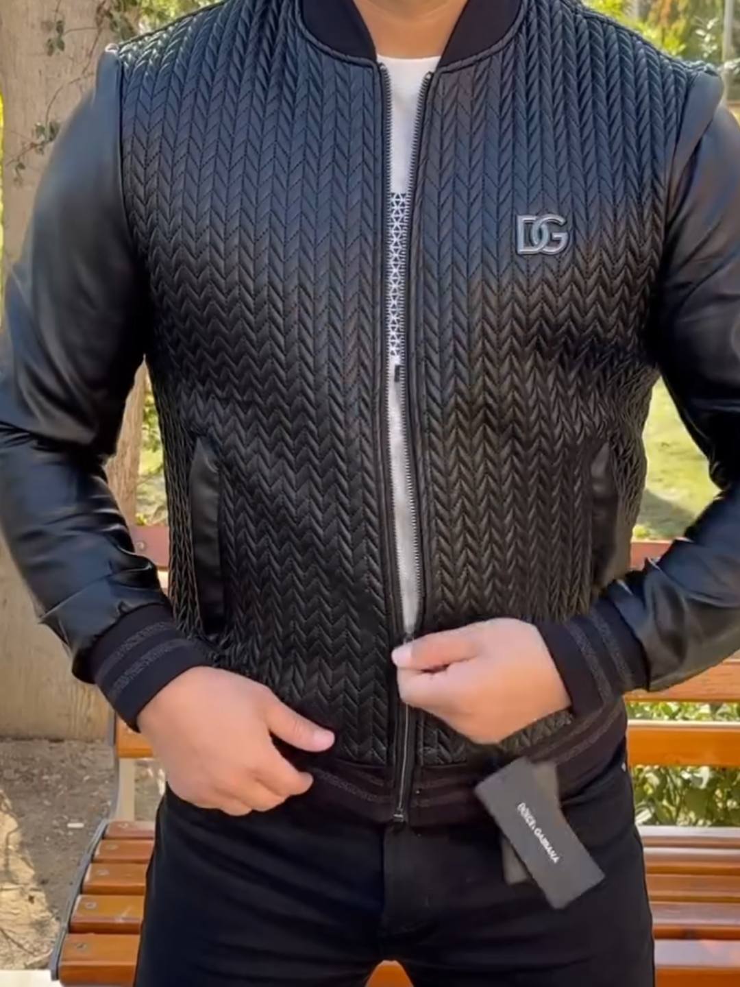 Men's Classic Braided Leather Jacket