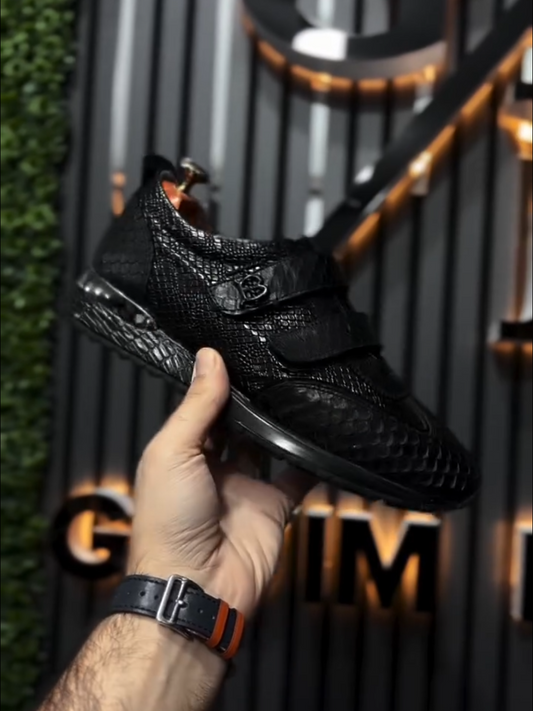 Men's light luxury crocodile leather casual shoes