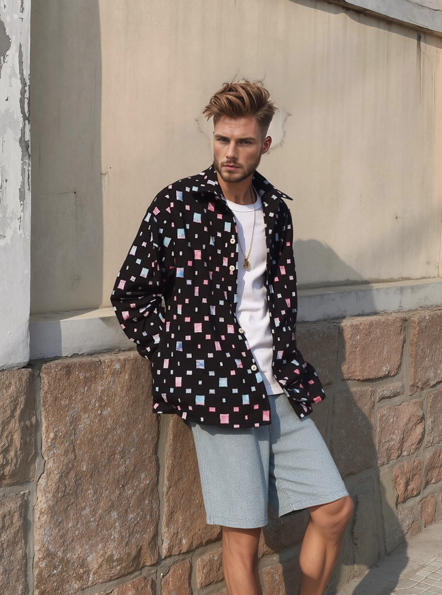 Distressed Colorful Checkerboard Shirt