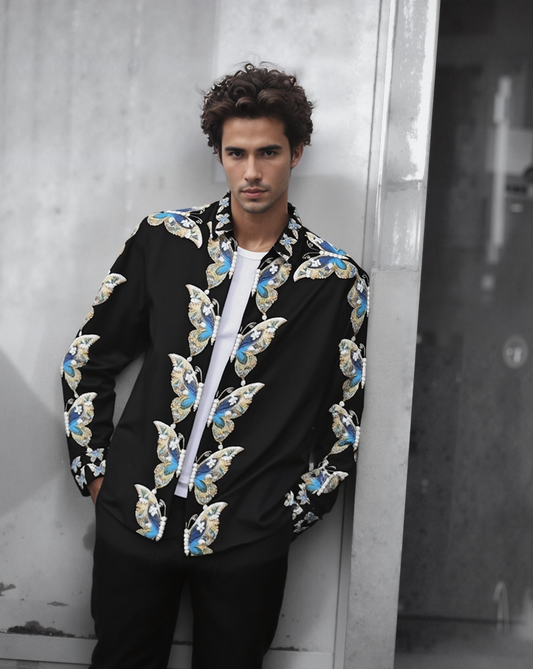 Light Luxury Blue Butterfly Shirt